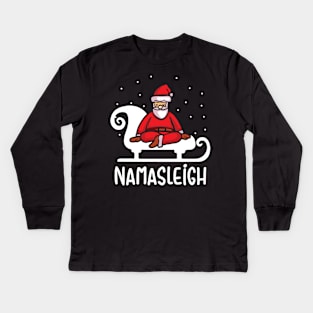 Namasleigh Yoga Funny Christmas Sweater Kids Long Sleeve T-Shirt